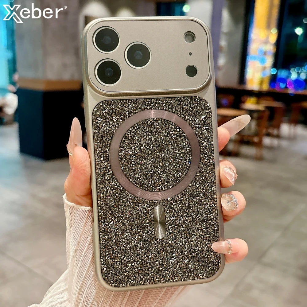 Luxury Sparkle Diamond Rhinestone Magnetic For Magsafe Case For iPhone