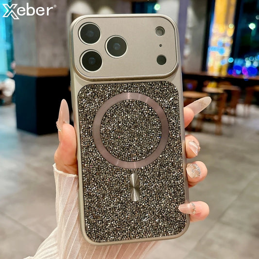 Luxury Sparkle Diamond Rhinestone Magnetic For Magsafe Case For iPhone