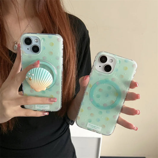 Dreamy Cute Conch Shell Stand Magnetic Phone Case