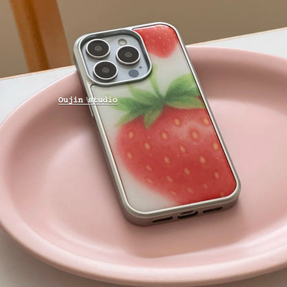 Ins Korean Red Fruit Strawberry Tomato Phone Case For iPhone