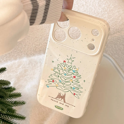 Korean Cartoon Love Heart Christmas Tree Graffiti Pattern Phone Case For iPhone