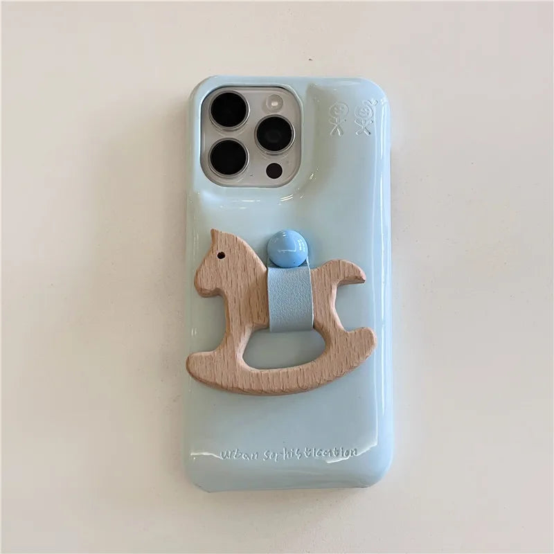 Luxury Urbans Buffer Horse Ring Leather PU Hard Phone For iPhone