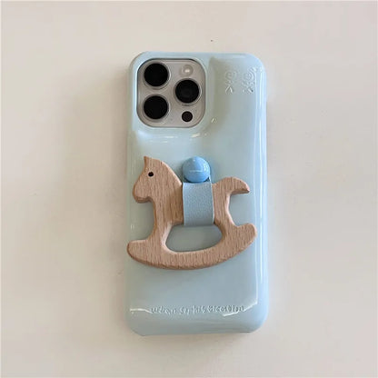 Luxury Urbans Buffer Horse Ring Leather PU Hard Phone For iPhone