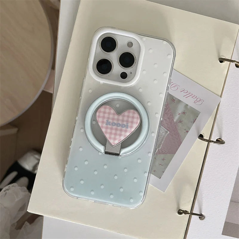 Simple Polka Dots Gradient Blue Magnetic Stand Holder Phone Case