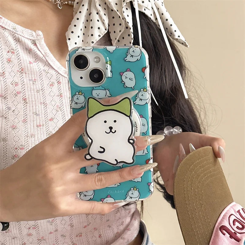 Kawaii Cartoon Bear Stand Magnetic Phone Case
