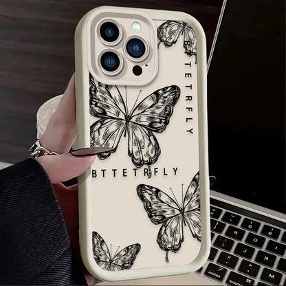 Pink Butterfly Aesthetic Silicone Phone Case For iPhone