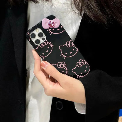 Hello Kitty Face Pink Bow Phone Case For iPhone