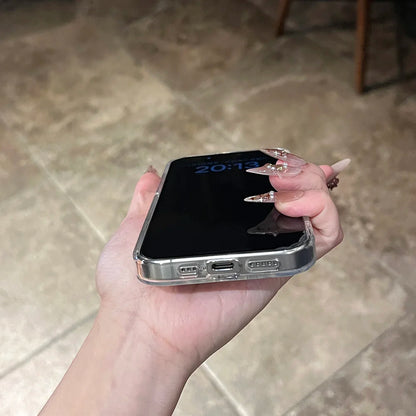 Dazzling Laser Star Pattern Magnetic Wireless Charging Clear Phone Case For iPhone