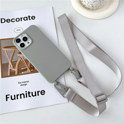 Crossbody Lanyard Matte Silicone Soft For Case iPhone