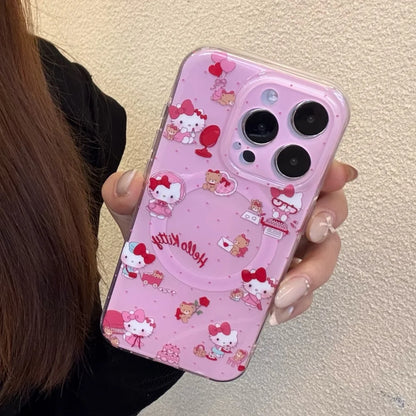 Cute Sanrio Kitty Magnetic For Magsafe Wireless Charge Phone Case For iPhone