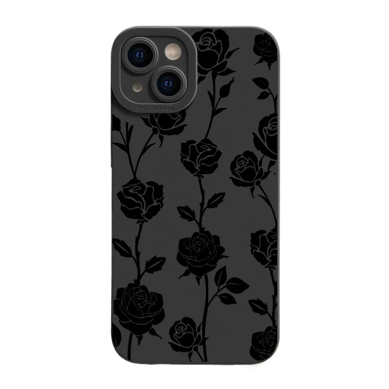 Luxury Matte Soft Silicone Flower Phone Case For iPhone
