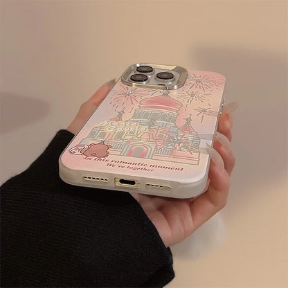 Korean Glitter Fireworks Castle Phone Case For iPhone