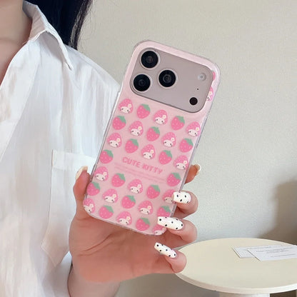Fashion Phone Cases Kawaii KT Strawberry Print Phone Case Pink For iPhone