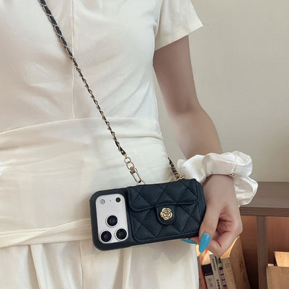 Luxury Leather Texture Card Slot Wallet Crossbody Lanyard Phone Case For iPhone