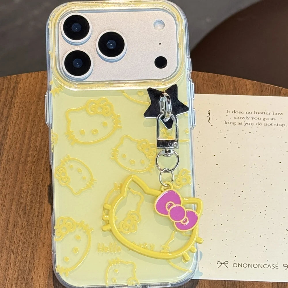 Ginger Yellow Line Kitty Jelly Shell For iPhone