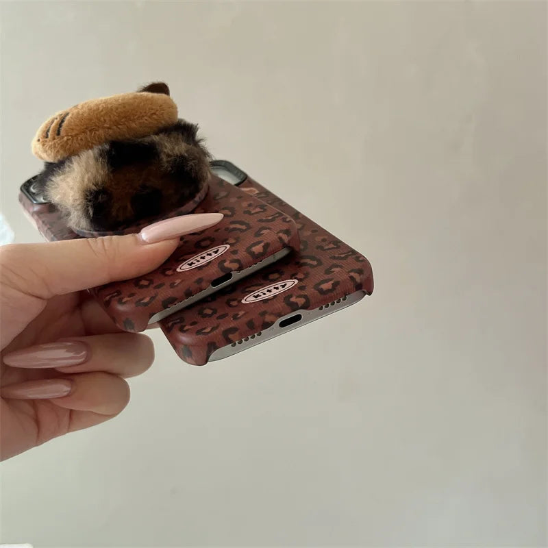 Fashion Brown Leopard Print Magnetic Phone Case For iPhone