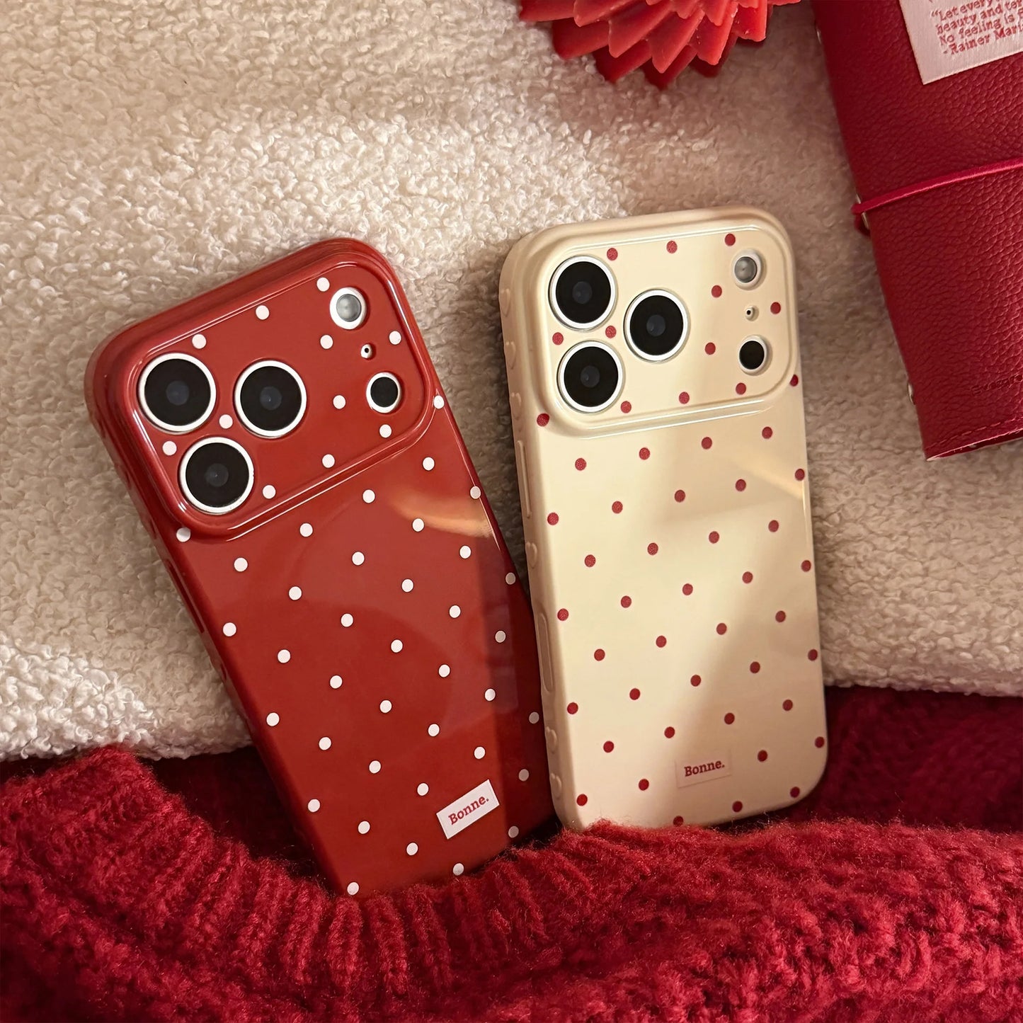 Korean Full Screen Polka Dots Soft Phone Case For iPhone