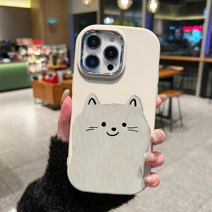 Black Cat Metal Lens Bumper Soft Silicone Cover Phone Case