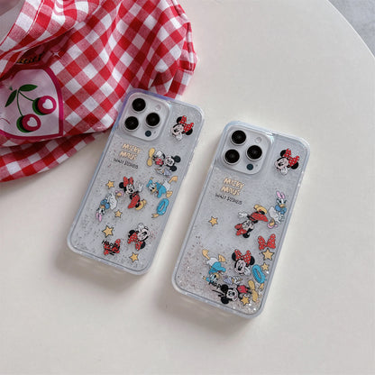 Liquid Glitter Cute Like Gift Anime For Minnie Full-Wrap Shockproof Case Trendy Cartoon For iPhone