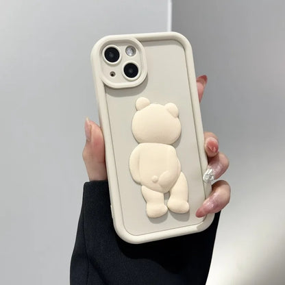 Korean Cute 3D Bear Phone Case For iPhone