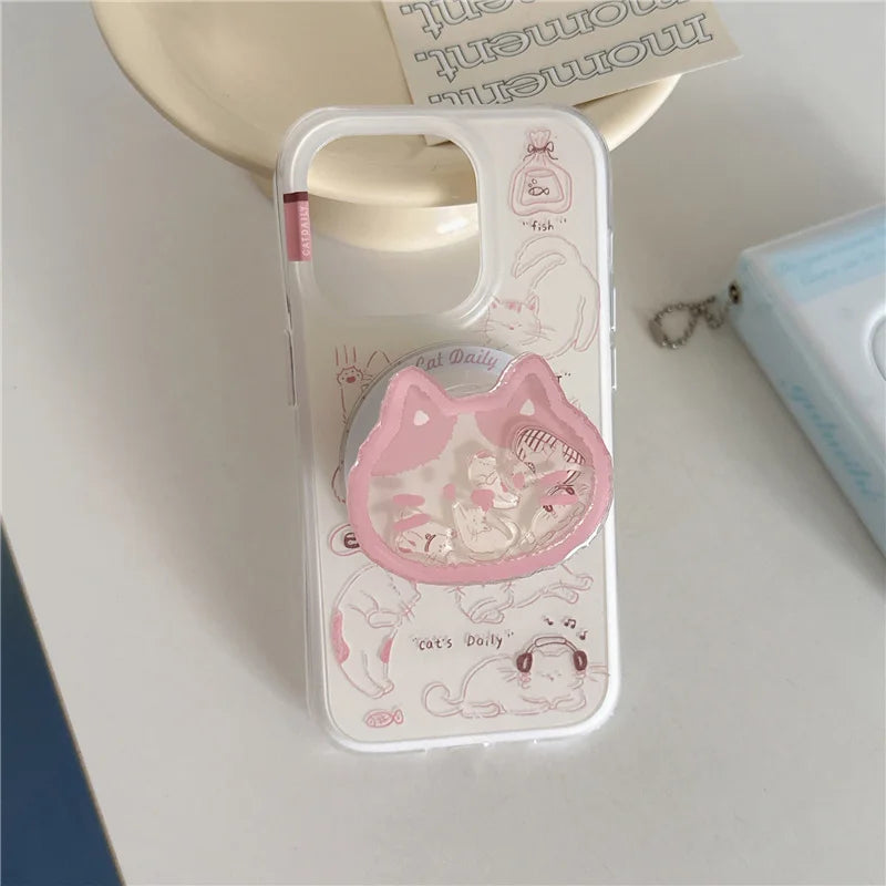 Kawaii Cartoon Cat Magnetic Phone Case