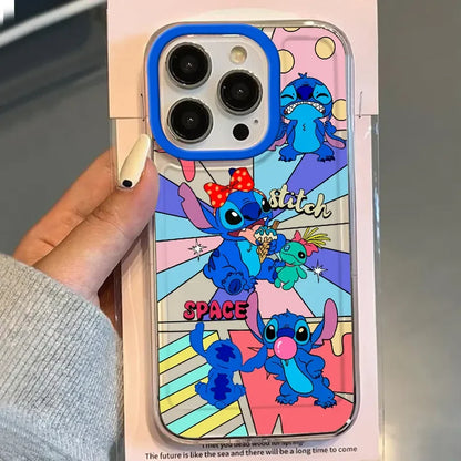 Stitch Kawaii Cute Blue Bow Naughty Angry Ice Cream Phone Case For iPhone