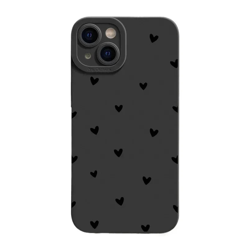 Black Love Heart Phone Case For iPhone