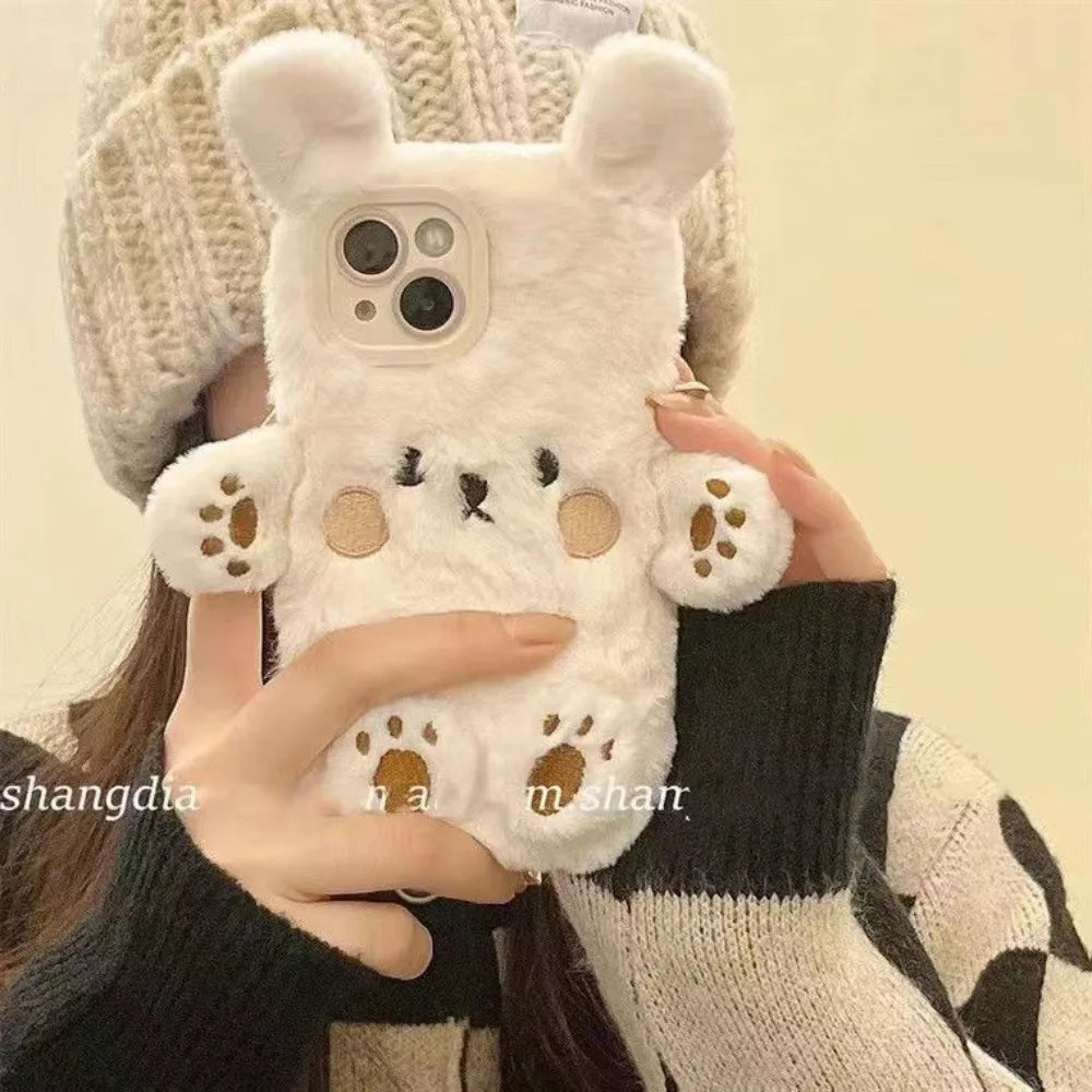 Creative and Cute Bear Soft Plush Phone Case Back Cover Suitable For iPhone