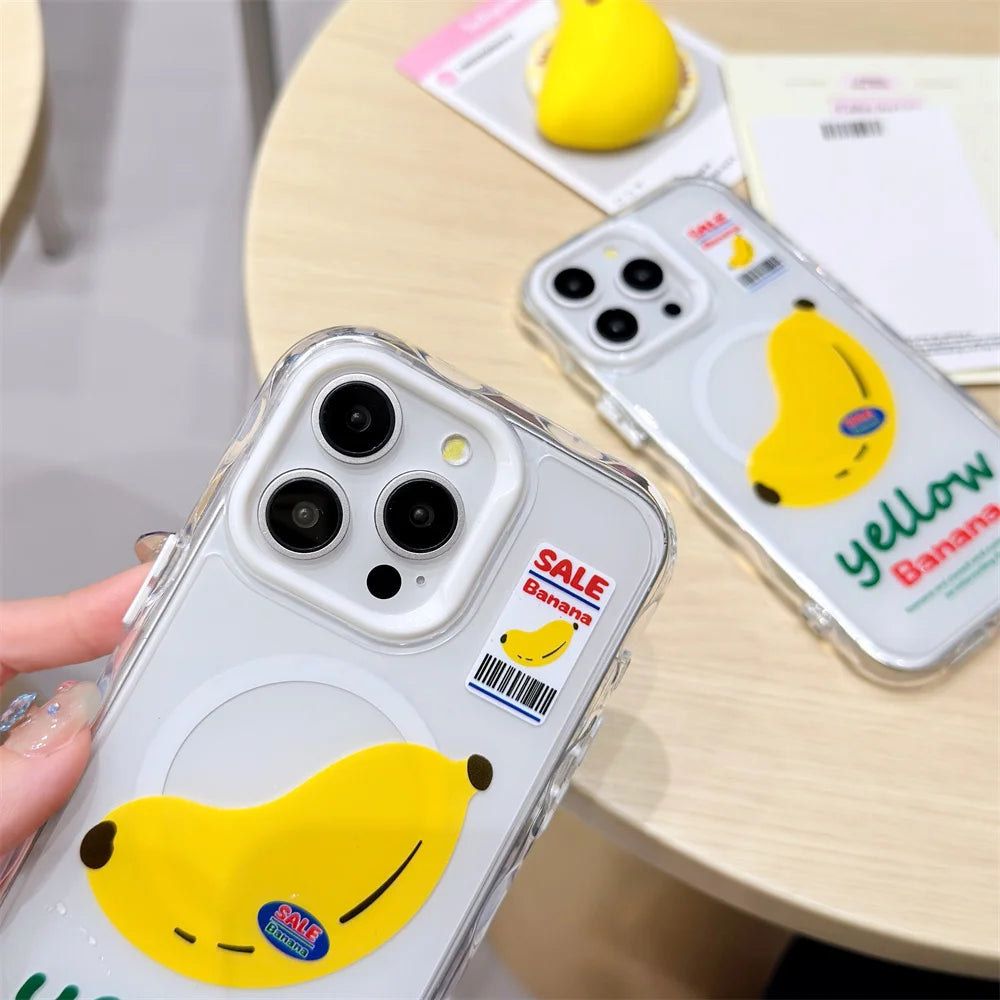 Kawaii Cartoon Banana Magnetic Stand Phone Case