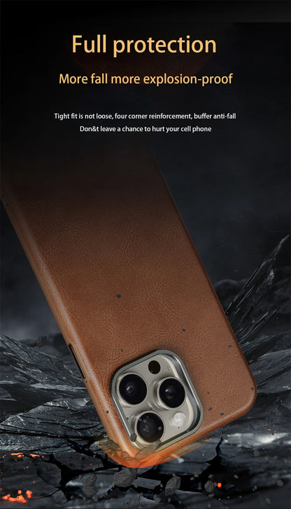 Luxury Ultra Thin Slim Leather For Magsafe Phone Case For iPhone