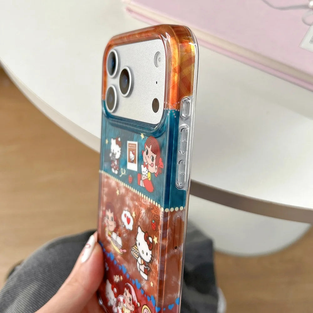 Double Layer Splicing Leopard Print Kitty Case For iPhone