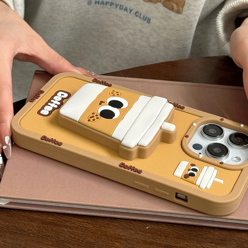 Funny 3D Coffee Cup Folding Holder Stand Phone Case
