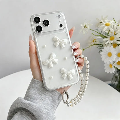 Cute White Bow Clear Phone Case For iPhone