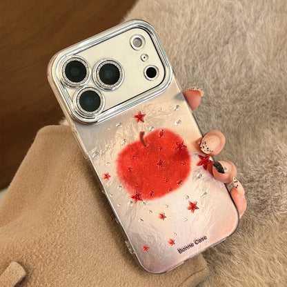 Korean Red Apple Stars Pattern Phone Case For iPhone