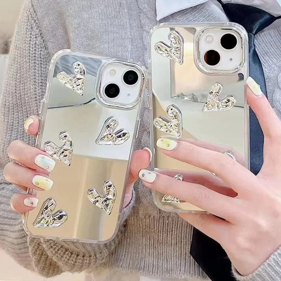 Shining Mirror 3D Heart Case For iPhone