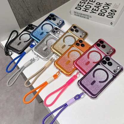 Glitter For Magsafe Lanyard Plating Case  For iPhone