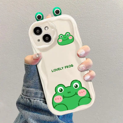 Wavy Texture Cartoon 3D Ears Soft Clear TPU Phone Case for IPhone