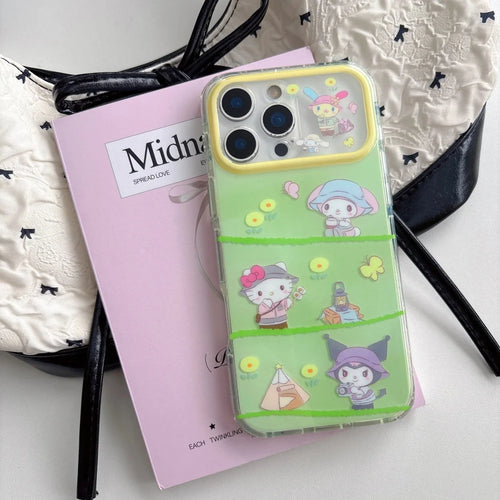 Sanrio Green Grass Camping Hello Kitty Shockproof Phone Case For iPhone