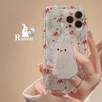 Cute Rabbit Grip Holder Phone Case For iPhone