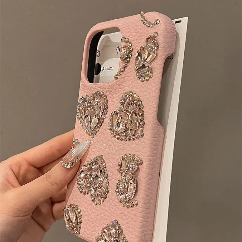Cartoon Cat Diamond Love Phone Case, Suitable For iPhone