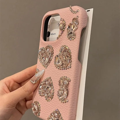Cartoon Cat Diamond Love Phone Case, Suitable For iPhone