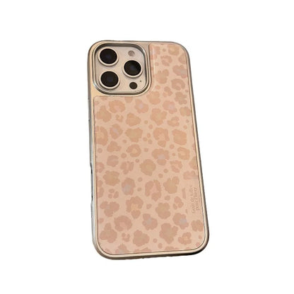 InsYellow Leopard Pattern Light Luxury  Silver Edge TPU Anti-Drop Phone Case For iPhone
