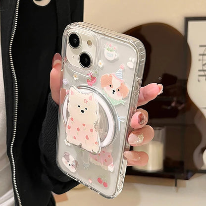 Cute Dog Flower Magsafe Phone Case For iPhone