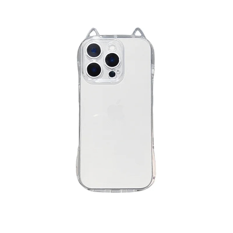 Cute Cat 3D Ears Transparent Phone Case