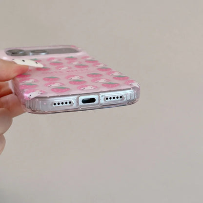 Fashion Phone Cases Kawaii KT Strawberry Print Phone Case Pink For iPhone