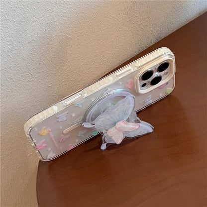 Clear Colorful Butterfly Magnetic Phone Case