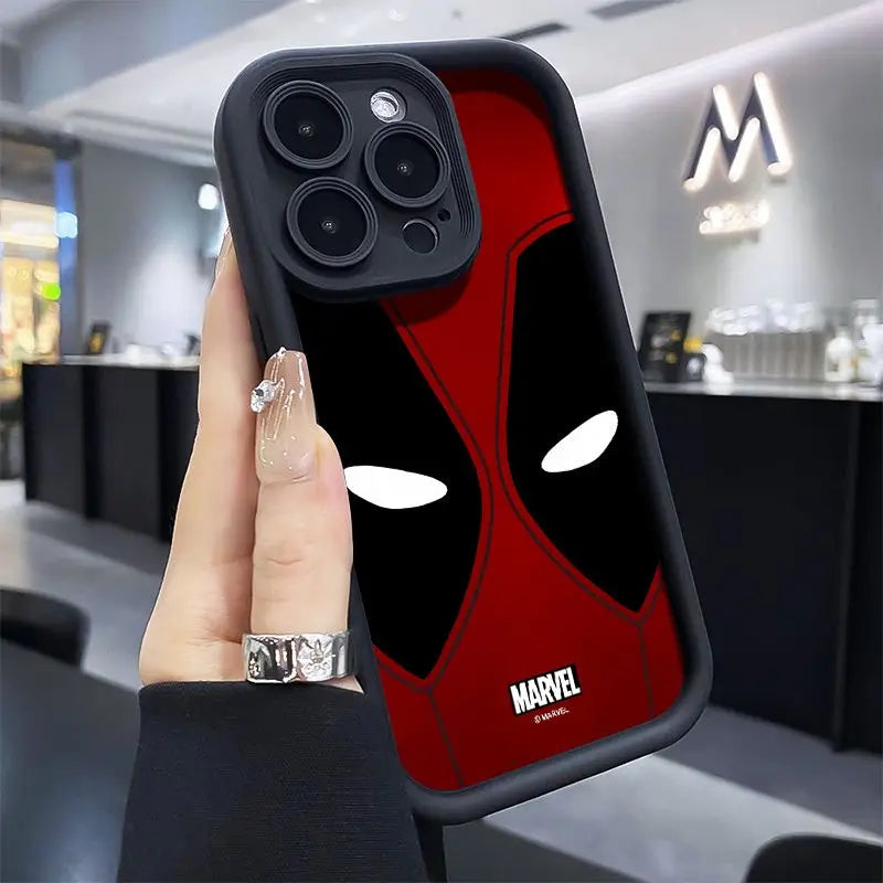 Hot Marvel Deadpool Face Full Screen Phone Case For iPhone