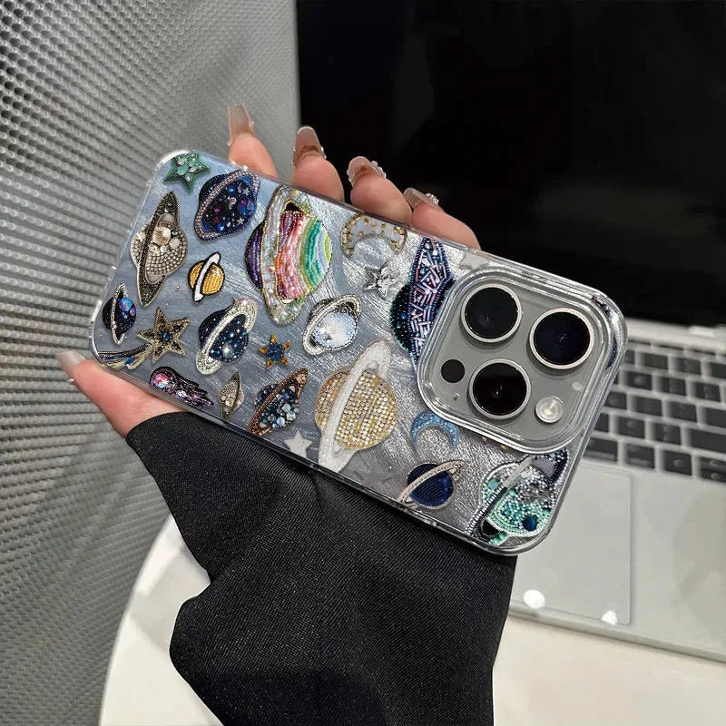 Luxury Planet Pluto Moon Stars Phone Case For iPhone