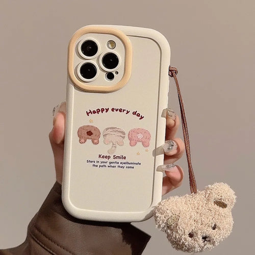 Cute Cartoon Phone Case With Bear Pendant For iPhone