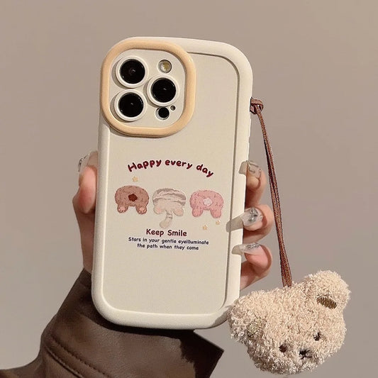 Cute Cartoon Phone Case With Bear Pendant For iPhone